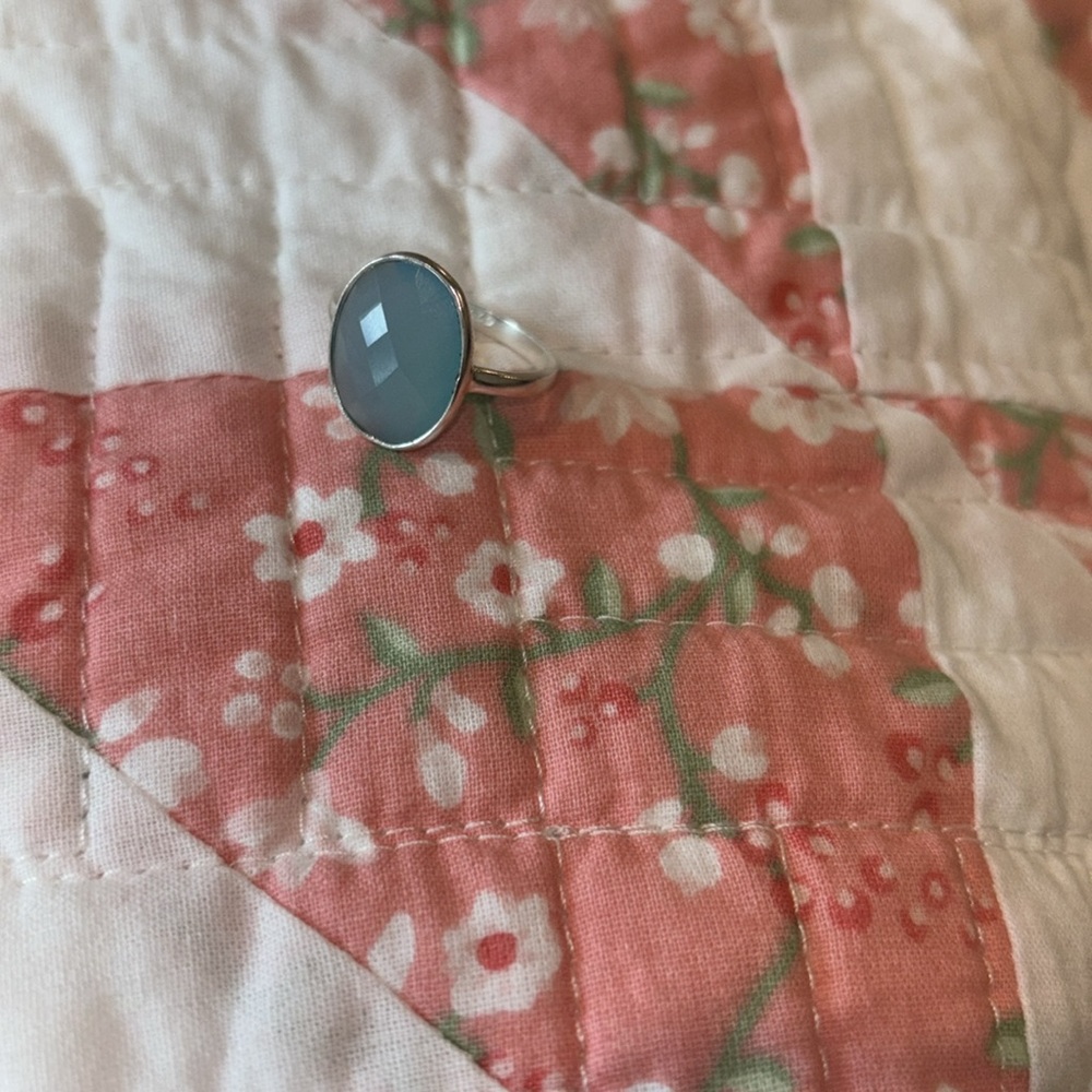 Natural Aqua Calcy Ring, Vintage Blue 925 Sterling Silver Ring,Handmade Ring π - Picture 8 of 9